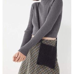 URBAN OUTFITTERS || black beaded crossbody bag